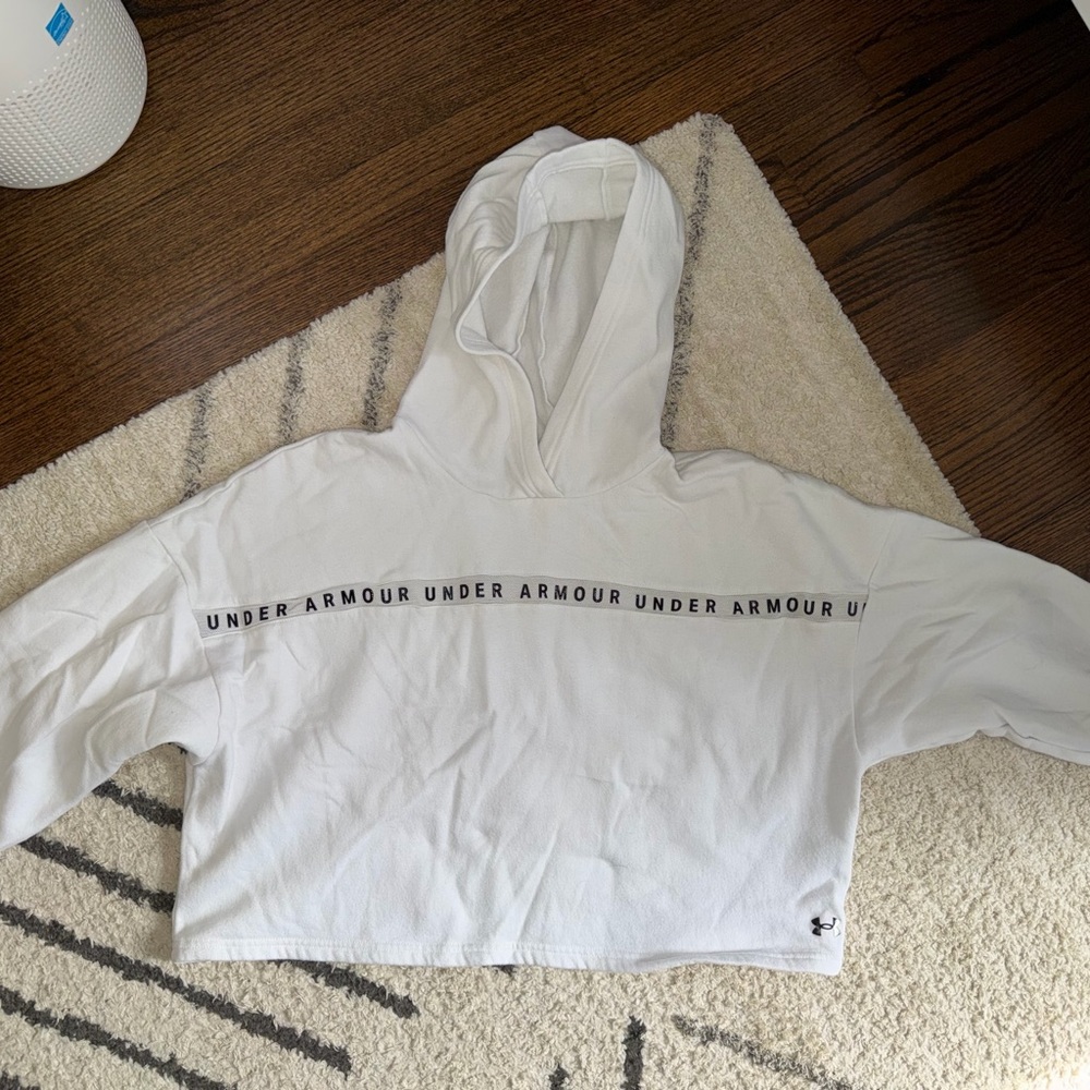 Under Armour White Logo Cropped Hoodie